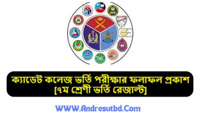ক্যাডেট কলেজ ভর্তি পরীক্ষার ফলাফল প্রকাশ ২০২৫ [৭ম শ্রেণী ভর্তি রেজাল্ট]