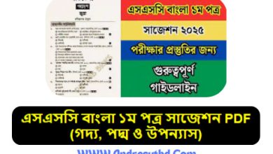এসএসসি বাংলা ১ম পত্র সাজেশন ২০২৫PDF(গদ্য, পদ্ম ও উপন্যাস)